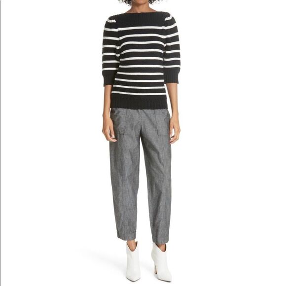 La Vie Rebecca Taylor Puff Sleeve Stripe Sweater
